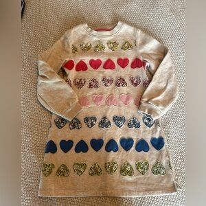 Mini Boden 5/6 heart applique sweatshirt dress